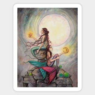 Gemini Mermaids Fantasy Art Illustration by Molly Harrison Sticker